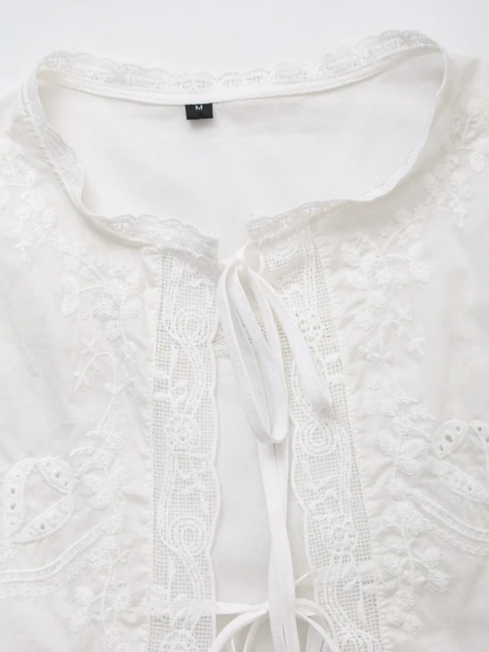 Bow Embellished Embroidered Top